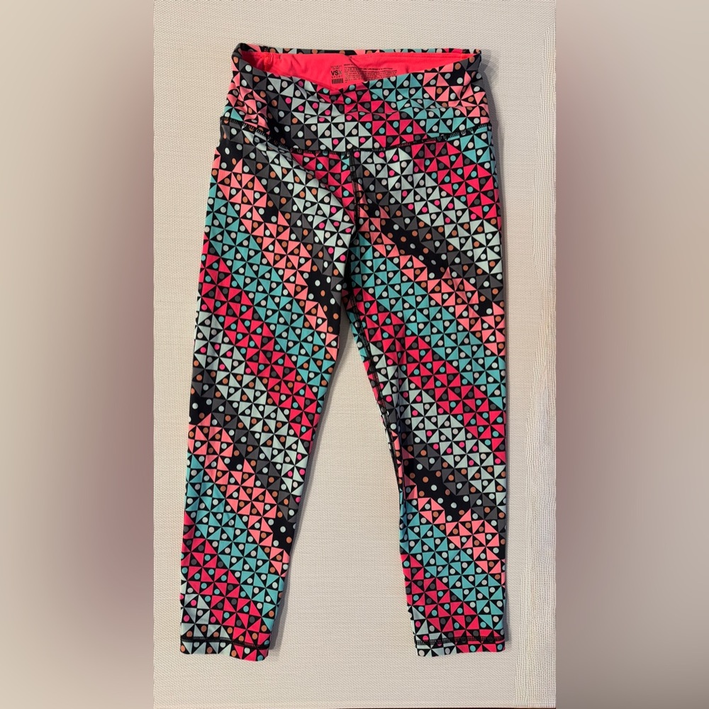 Victoria Secret VSX Sport Hot Pink Leggings with Geometric Pattern Size S